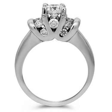 14K Solid White Gold Diamond Engagement Ring 0.71 Ctw